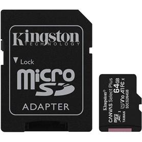 TARJETA MICROSD HC 64GB  ADAPTADOR CANVAS SELECT PLUS CLASE 10 KINGSTON